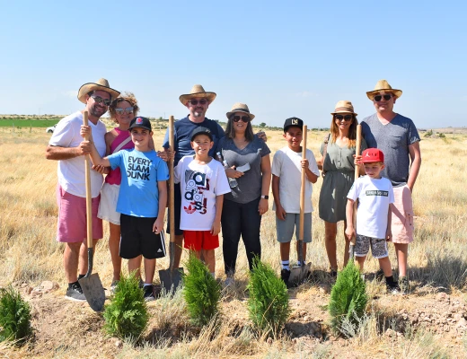 Посадка деревьев в питомнике Карин