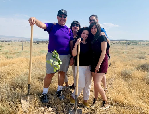 Посадка деревьев в питомнике Карин
