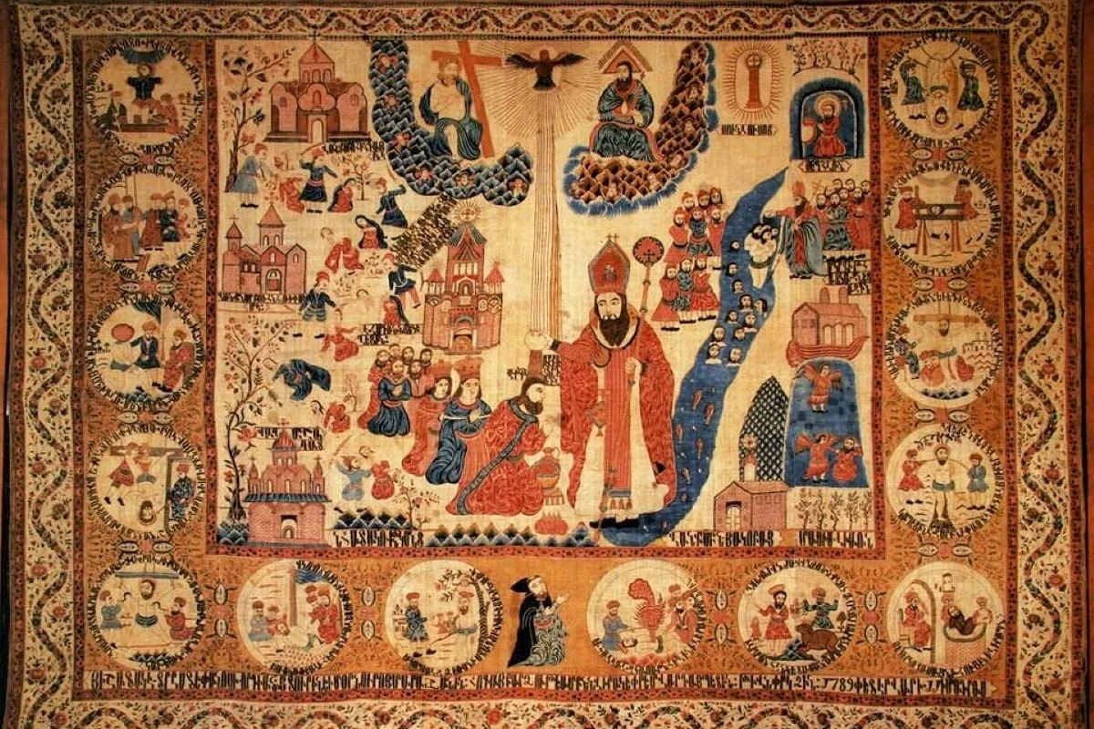 Motifs des tapis arméniens – histoire et symbolique: Recit sacre – un tapis narratif armenien